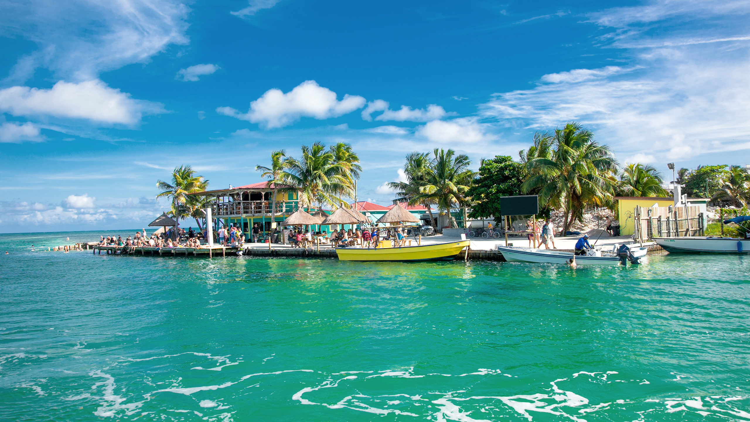 Beautiful caribbean sight with turquoise water in Caye Caulker island, Belize.